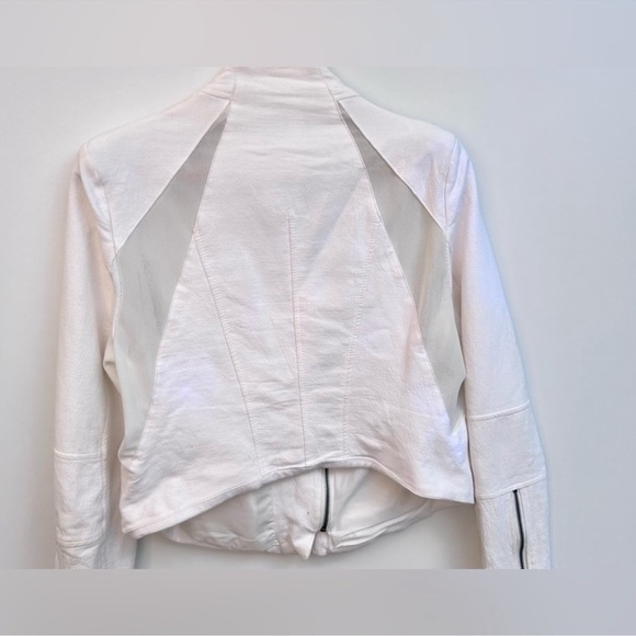 ANTHROPOLOGIE Blank NYC Mesh Detail Crepe moto Jacket biker white size large - Picture 2 of 4